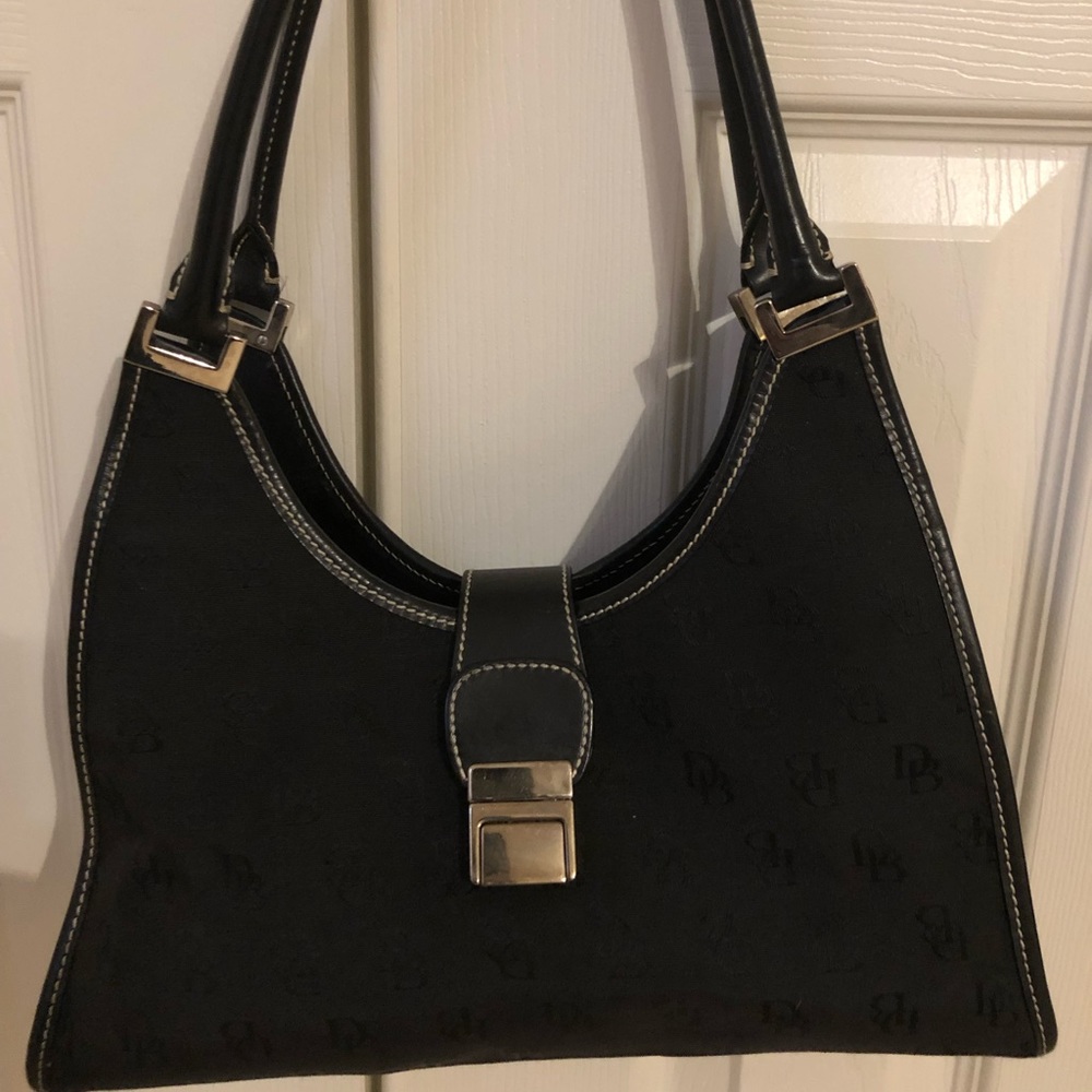 Dooney & Bourke Black Tote with Silver Hardware.
